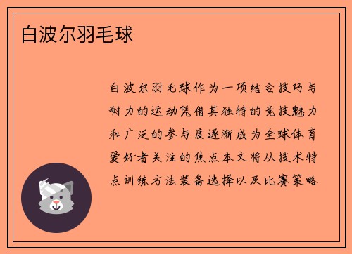 白波尔羽毛球