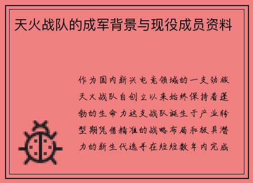 天火战队的成军背景与现役成员资料